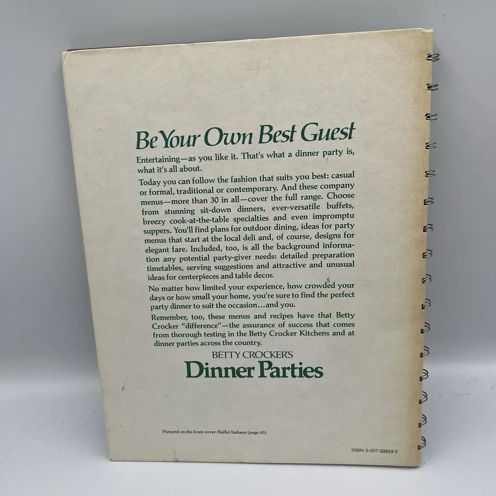 Vintage 1978 Betty Crocker Dinner Parties Cooking Cookbook Recipes Cook Book